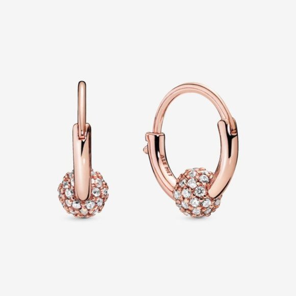 🥂Pandora Rose Pavé Bead Hoop Earrings